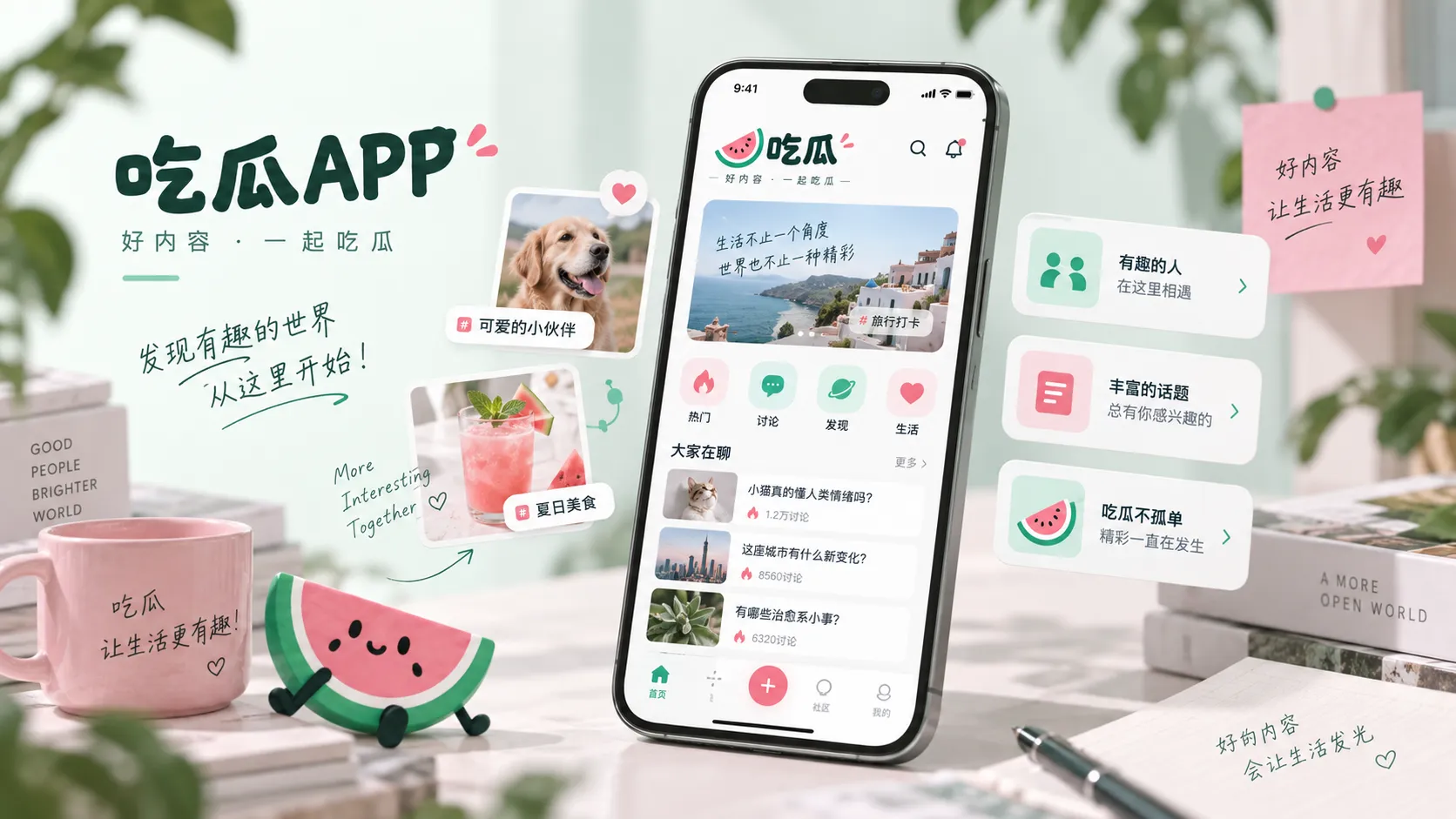 移动端内容浏览界面示意